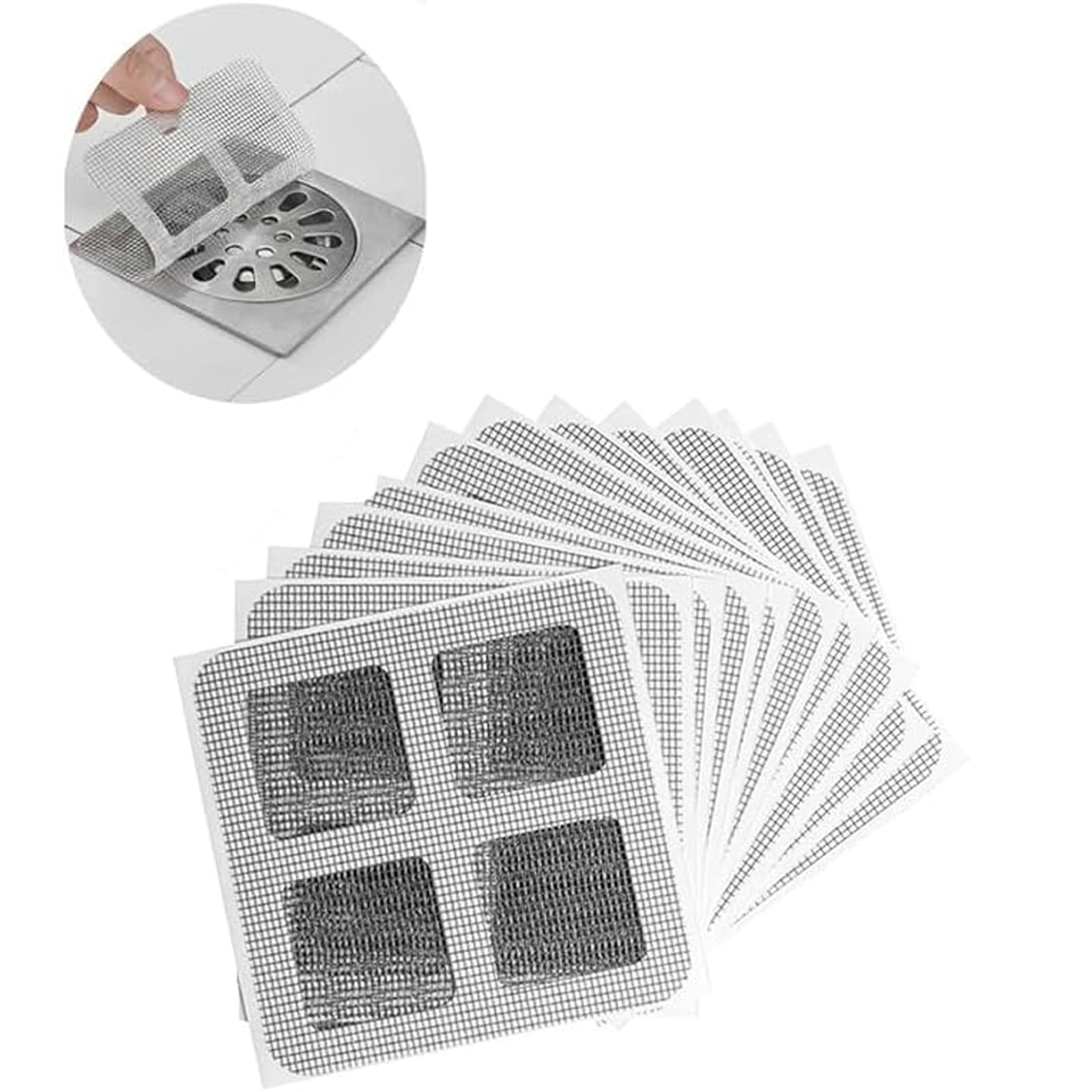 MYYSOQUZ Disposable Hair Drain Stickers,Disposable Shower Drain Hair Catcher Mesh Stickers, 2024 New Drain Cover Hair Catcher for Bathroom Laundry Bathtub Kitchen (50PCS)