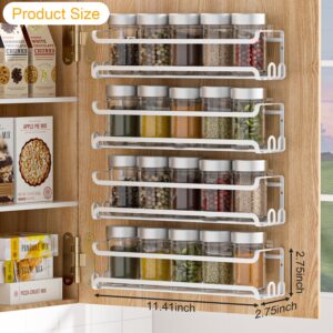 LUCYCAZ 4 Pack Wall Mounted Spice Rack with 16 Hooks, Spice Rack Organizer for Cabinet Pantry Door,Screw or Adhesive Spice Shelf Hanging Wall Spice Rack for Spice Jars and Seasonings (White)