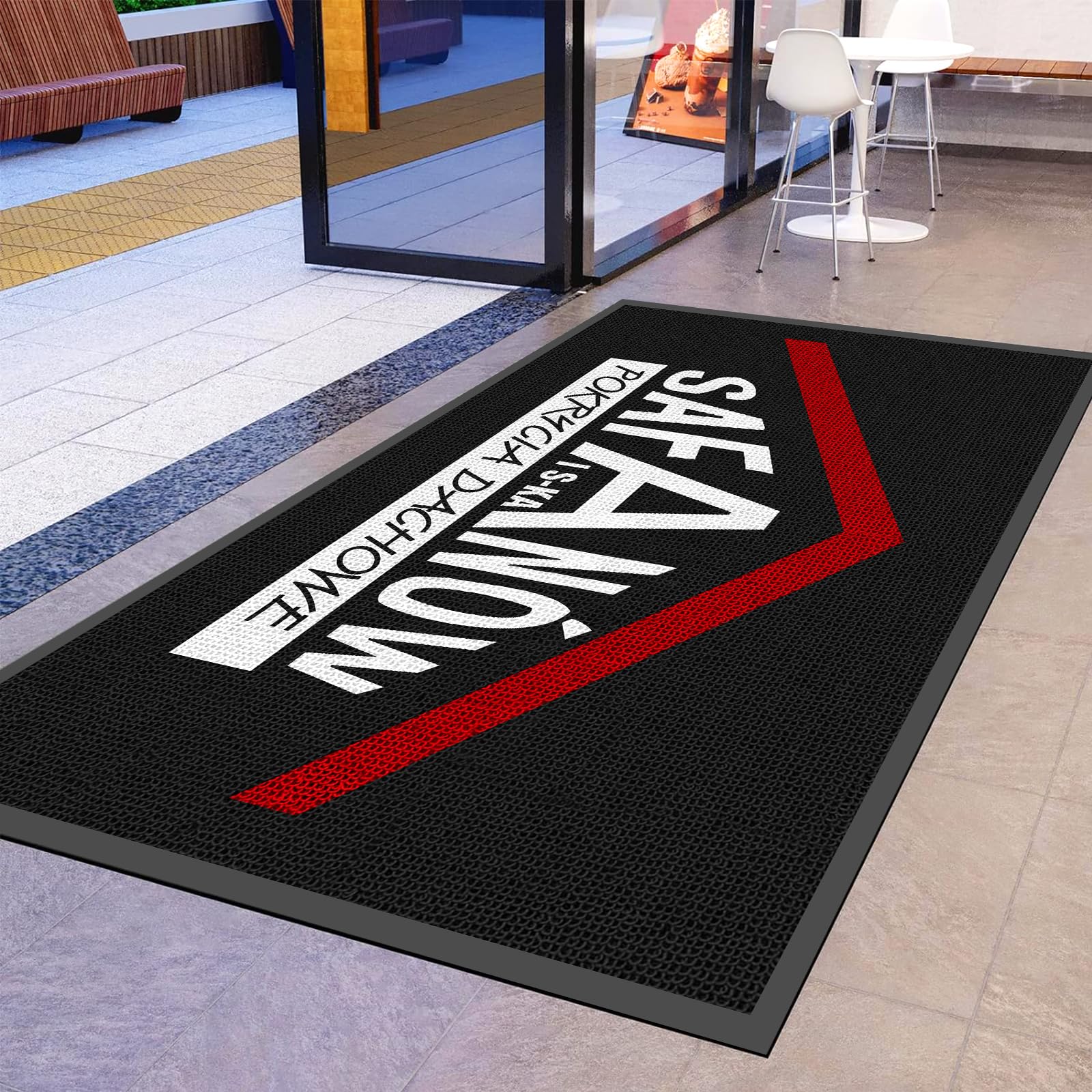 NCBUSWY Custom Personalized Commercial Area Rug with Any Logo Text Floor Entryway Door Mat Welcome Carpet for Business Home Indoor/Outdoor Non Slip Washable Durable