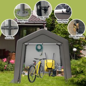 CuisinSmart Portable Shed, Outdoor Storage Shelter, 6x6x7 ft Heavy Duty Waterproof Storage Tent Sheds with Roll-up Zipper Door, for Motorcycle, Bike, Garden Tools