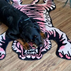 Generic 5ft Pink Tibetan Tiger Area Rug pet Bed Tufted High Pile XLarge Indoor Machine Washable Carpet Nonslip TPR Backing - Bedroom, Bathroom, Living & Dining Room