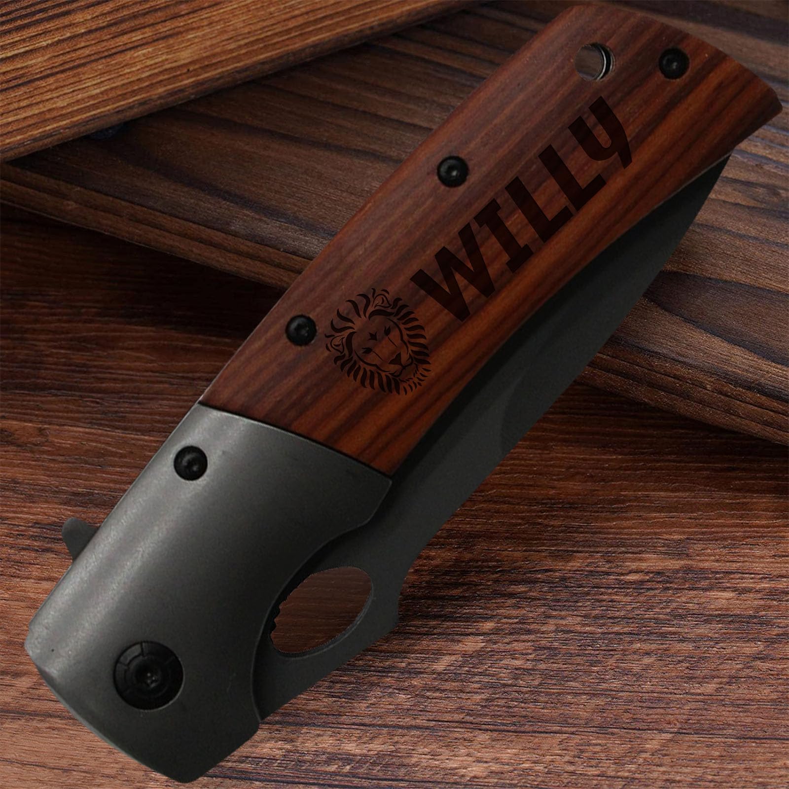 Gifts for Men Personalized Pocket Knife Engraved Folding Pocket Knives for Men Dad Husband Boyfriend Son Custom Wood Handle Fishing Hunting Knives Birthday Anniversary Father's Day Christmas Gifts