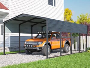 12x20ft metal carport,heavy duty car port with reinforced all-metal frame,galvanized steel outdoor garage for snow,waterproof car shelter for pickup, boat,car,tractors