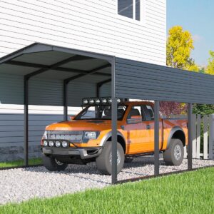 12x20FT Metal Carport,Heavy Duty Car Port with Reinforced All-Metal Frame,Galvanized Steel Outdoor Garage for Snow,Waterproof Car Shelter for Pickup, Boat,Car,Tractors