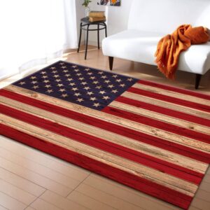 puyosvr vintage retro american flags area rug,3x5ft,summer stars and stripes national flag wood textured printed rug,independence day