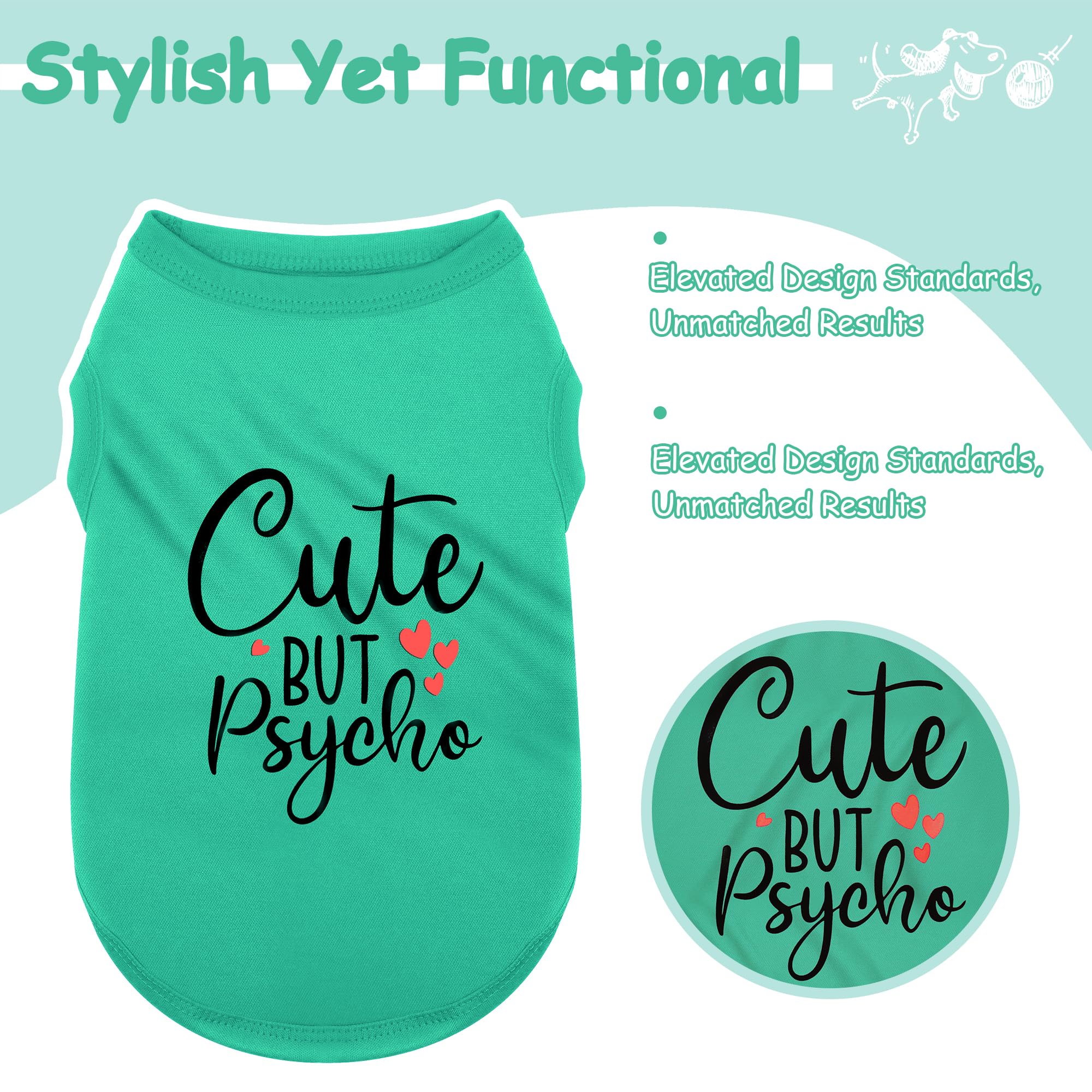 Expressive Polyester Dog Shirt Vest: Soft and Lightweight Puppy Shirt for Small and Medium Dogs, Featuring The Playful 'Cute but Psycho' Slogan Print Shirts Tank Top Red XS