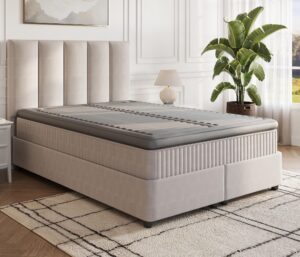 topaire 4" king size mattress topper with dual individual adjustable air support chambers, raised edge support, high-speed inflation pump