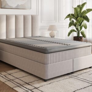 TopAire 4" King Size Mattress Topper with Dual Individual Adjustable Air Support Chambers, Raised Edge Support, High-Speed Inflation Pump