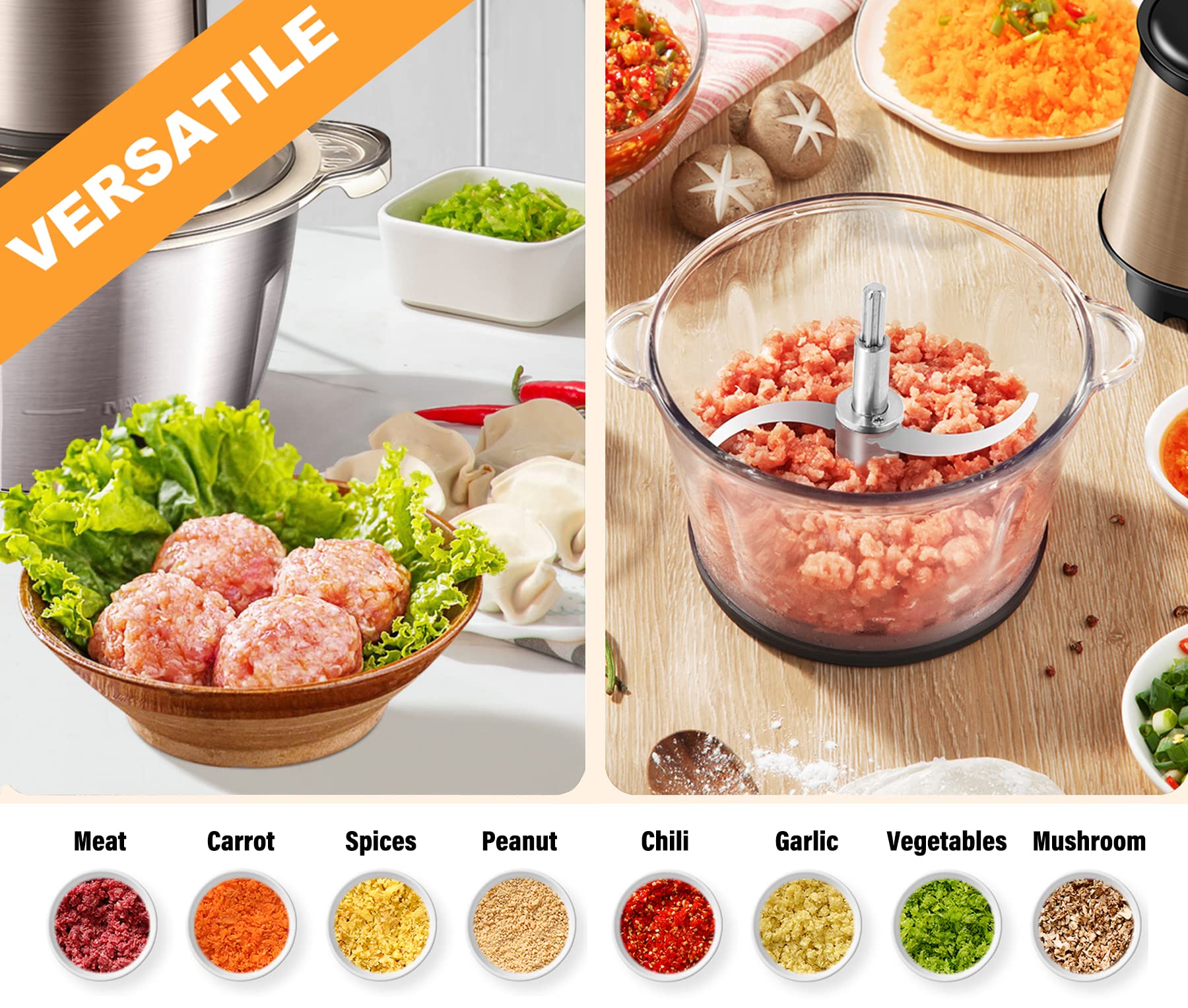 Full Steel Food Processor Blade Plastic-Free Chopping Blade for 8 Cup(2L) Bowl, Compatible with Syvio HOMEASY KOIOS HOVOBO Kitchen-in-the-box and More