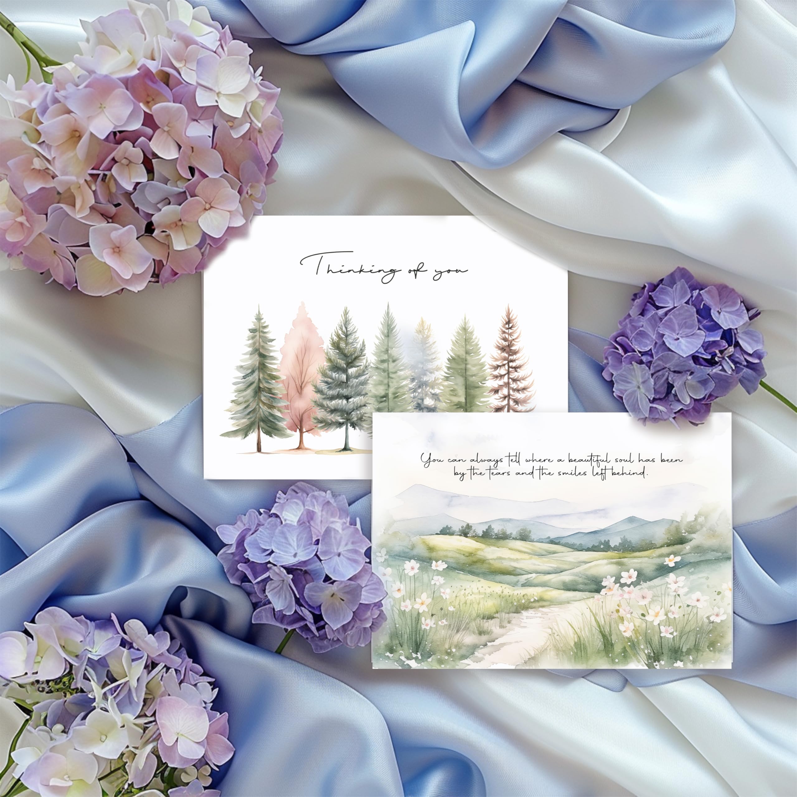 SLAPAFLIFE Sympathy Cards with Envelopes, Watercolor landscape Design Sympathy Cards Set of 20, Condolence Card with Matching Peel-and-Seal Rustic Envelopes, Each Card Comes with Heartfelt Condolences