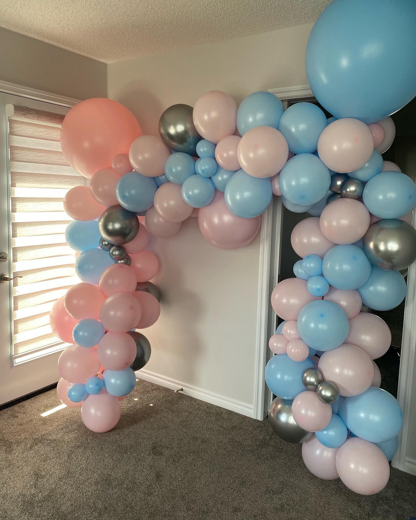 HKYOOD 140Pcs Gender Reveal Balloon Garland Arch Kit - Pink and Blue Balloons Silver Latex Balloon for Boy or Girl Gender Reveal Decorations Birthday Party Baby Shower Celebration Anniversary (No Box)