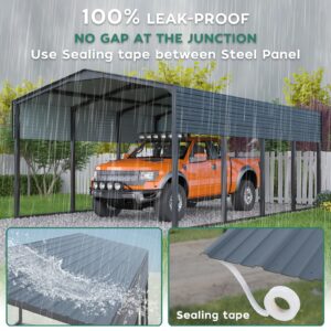 12x20FT Metal Carport,Heavy Duty Car Port with Reinforced All-Metal Frame,Galvanized Steel Outdoor Garage for Snow,Waterproof Car Shelter for Pickup, Boat,Car,Tractors