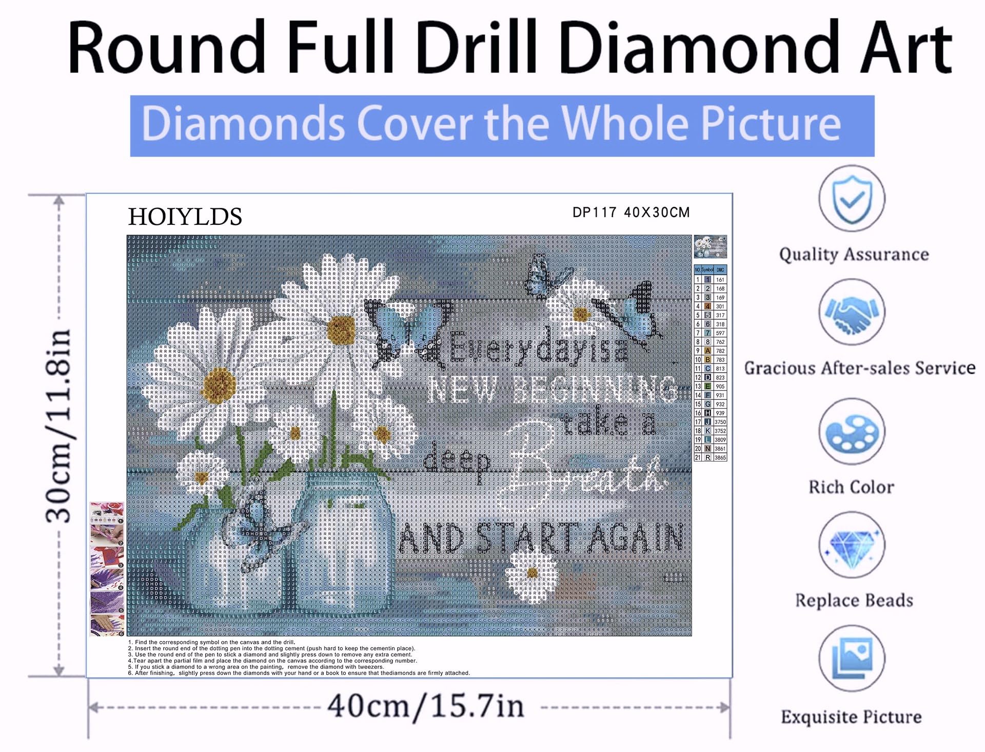 Diamond Painting Kits for Adults - Daisy Diamond Art Kits for Adults Beginner, Inspirational DIY Full Drill Diamond Dots Paintings with Diamonds 5D Gem Art and Crafts Home Wall Decor 16x12inch