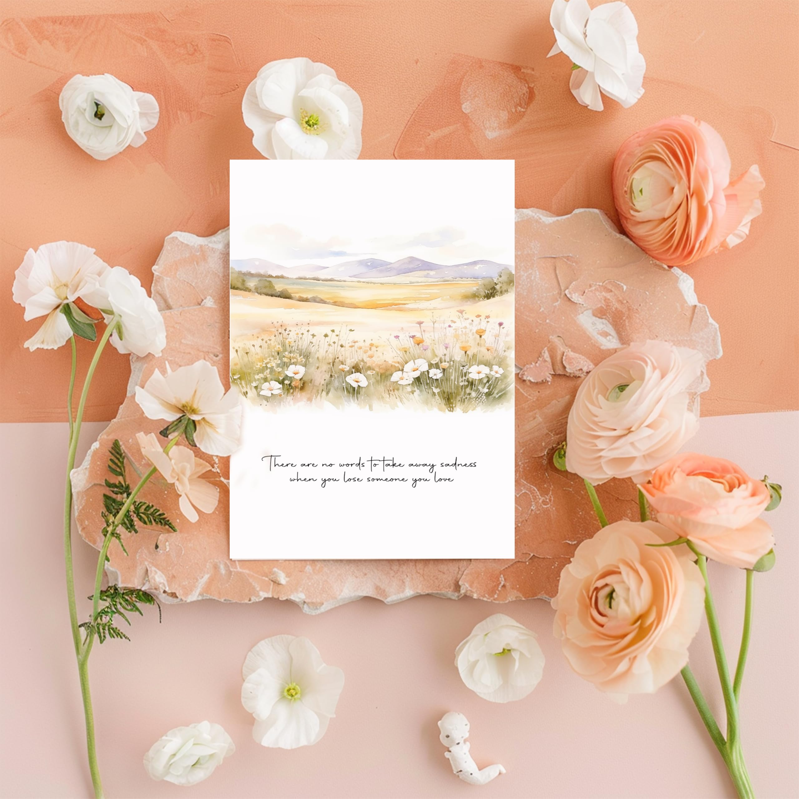 SLAPAFLIFE Sympathy Cards with Envelopes, Watercolor landscape Design Sympathy Cards Set of 20, Condolence Card with Matching Peel-and-Seal Rustic Envelopes, Each Card Comes with Heartfelt Condolences