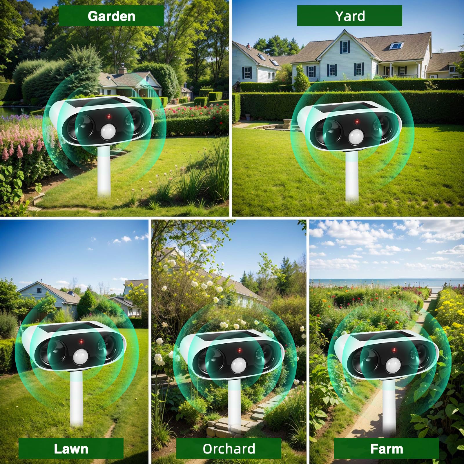 2024 New Upgraded Waterproof Ultrasonic Animal Repellent Outdoor Solar Animal Repeller with Motion Detection Cat Deterrent Outdoor Deer Repellent Device Raccoon Squirrel Skunk Repellent for Yard