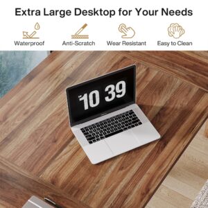 Tribesigns 70 Inch Large Desk, Wood Farmhouse Office Computer Desk Writing Study Desk for 1-2 Person, Executive Desk with Thickened Frame and Board