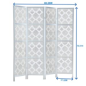 NicBex Room Divider 4 Panel Room Dividers with Quarterfoil Diamond Design Partition Room Dividers and Folding Privacy Screens Wall Divider for Home, Room Separation,69.28"W x 17.32"D x 70.31"H, Gold