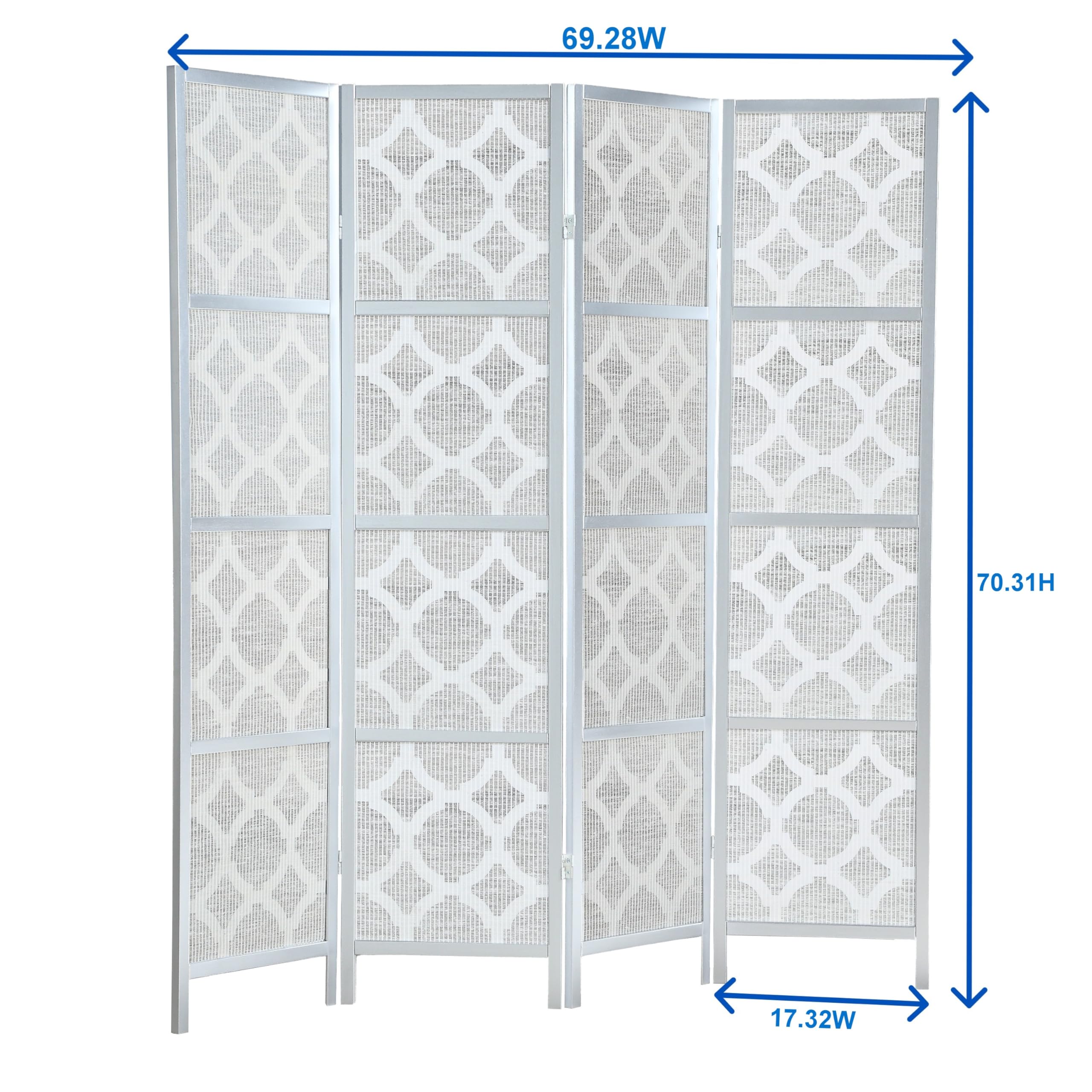 NicBex Room Divider 4 Panel Room Dividers with Quarterfoil Diamond Design Partition Room Dividers and Folding Privacy Screens Wall Divider for Home, Room Separation,69.28"W x 17.32"D x 70.31"H, Gold