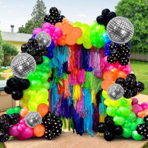 168pcs rainbow balloon arch garland kit disco balloons for glow in the dark party let's glow birthday wedding back to 80s 90s disco party decorations supplies