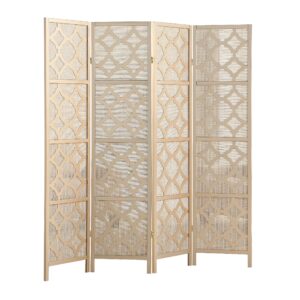 NicBex Room Divider 4 Panel Room Dividers with Quarterfoil Diamond Design Partition Room Dividers and Folding Privacy Screens Wall Divider for Home, Room Separation,69.28"W x 17.32"D x 70.31"H, Gold