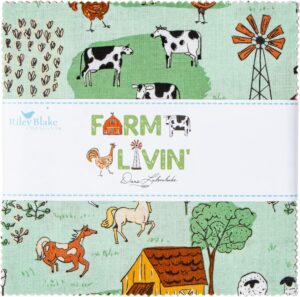 farm livin' riley blake 5-inch stacker, 42 precut fabric quilt squares by diane labombarbe