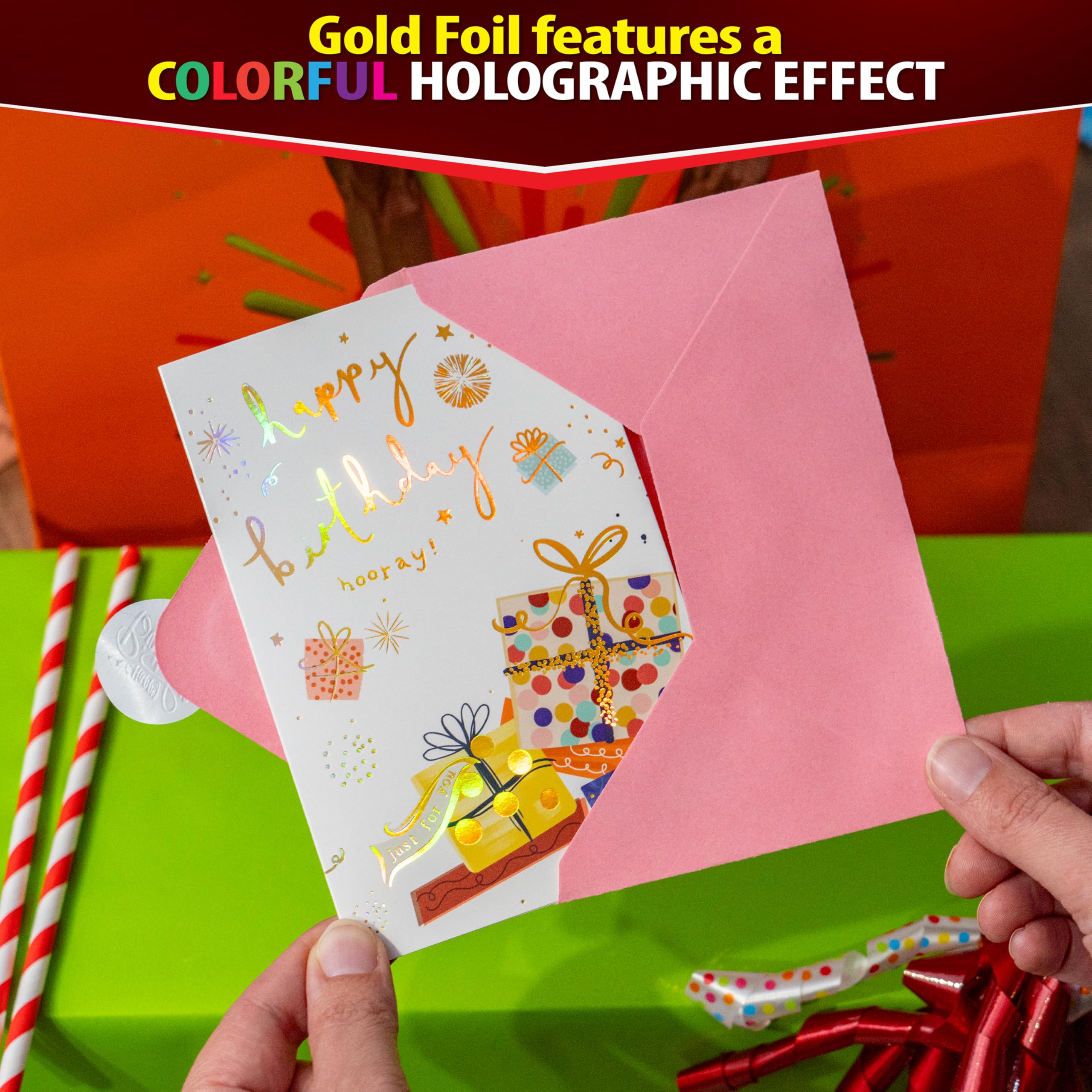 Solpla 24 Pack Assorted Birthday Cards with Gold Foil, Messages, Envelopes, and Stickers | 4x6 Inch Happy Birthday Cards Bulk for Family, Kids, Friends, Work, and Office Celebrations.