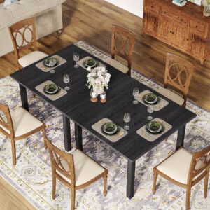 Tribesigns Wood Dining Table Modern Kitchen Table for Dining Room Living Room, 2-4 People Dining Room Table Square Dinner Tables with Wooden Legs Thick Top for Small Space, Pure Black(Only Table)