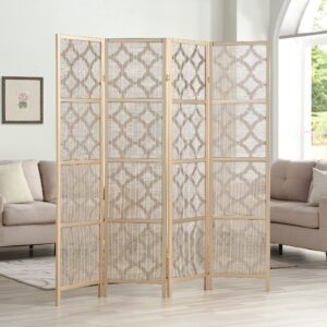 NicBex Room Divider 4 Panel Room Dividers with Quarterfoil Diamond Design Partition Room Dividers and Folding Privacy Screens Wall Divider for Home, Room Separation,69.28"W x 17.32"D x 70.31"H, Gold