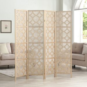 NicBex Room Divider 4 Panel Room Dividers with Quarterfoil Diamond Design Partition Room Dividers and Folding Privacy Screens Wall Divider for Home, Room Separation,69.28"W x 17.32"D x 70.31"H, Gold