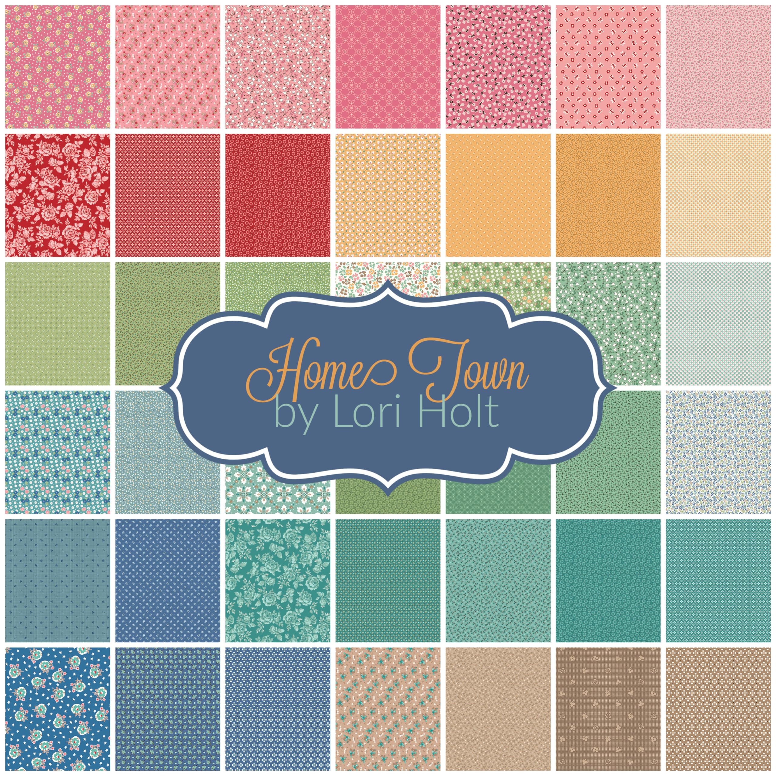 Home Town Fat Eighth Bundle (45 Pieces) by Lori Holt for Riley Blake 9 x 21 inches (22.86 cm x 53.34 cm) Fabric cuts DIY Quilt Fabric