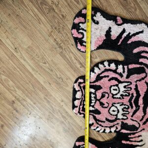 Generic 5ft Pink Tibetan Tiger Area Rug pet Bed Tufted High Pile XLarge Indoor Machine Washable Carpet Nonslip TPR Backing - Bedroom, Bathroom, Living & Dining Room