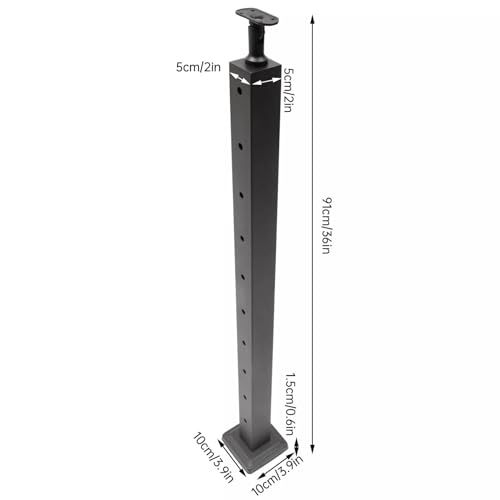 BICKKOMG Cable Railing Post, 4 Piece Adjustable Top Horizontal Line Post Handrail Post Drilled Horizontal Cable Railing Post Adjustable Top Horizontal Post for Decks, Stairs, Porches, Balconies