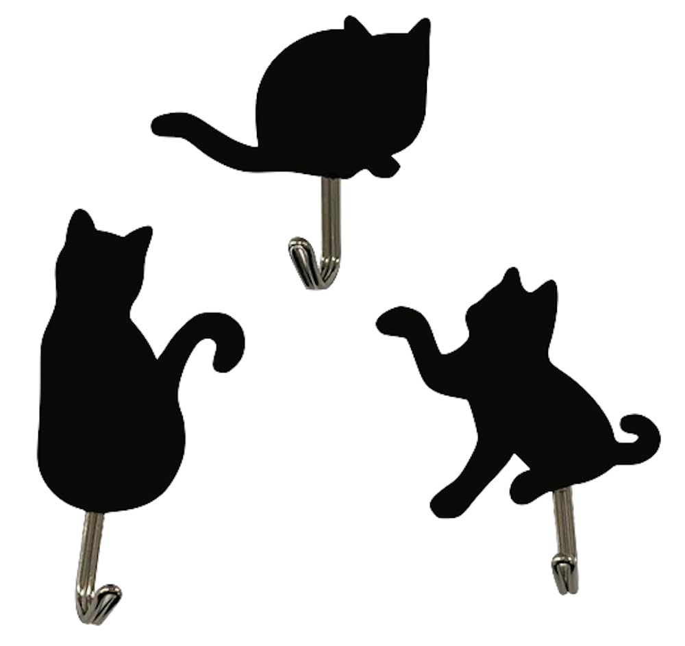 KUDOS.JP Adhesive Hooks, Cute Kawaii Cats Wall Mounted Double Sided Tape Hooks for Towel, Coat, Scarf, Hat, Key - Japan Import