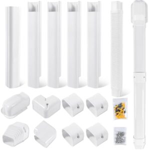 kuriprotect 3"w 10ft decorative pvc line set cover kit for mini split lineset cover kit for air conditioner & heat pump (white)