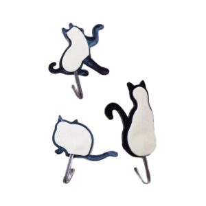 KUDOS.JP Adhesive Hooks, Cute Kawaii Cats Wall Mounted Double Sided Tape Hooks for Towel, Coat, Scarf, Hat, Key - Japan Import