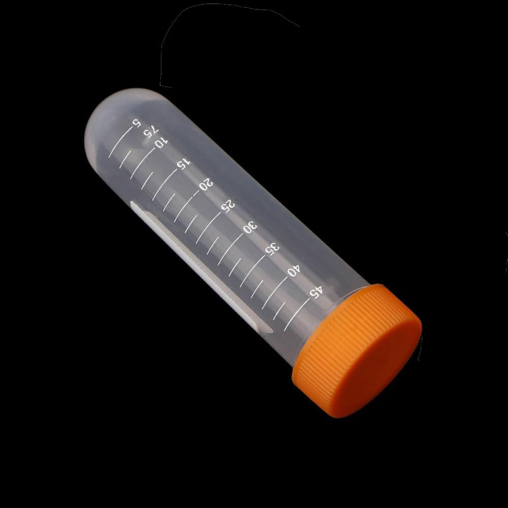 zoomto 50mL Centrifuge Tubes,50PCS Round Tubes Sterile,Leak-Proof Screw Caps(Orange), Plastic Container with Graduated and Write Marks, Non-pyrogenic, DNase/RNase Free, Human DNA-Free (Bag Pack)