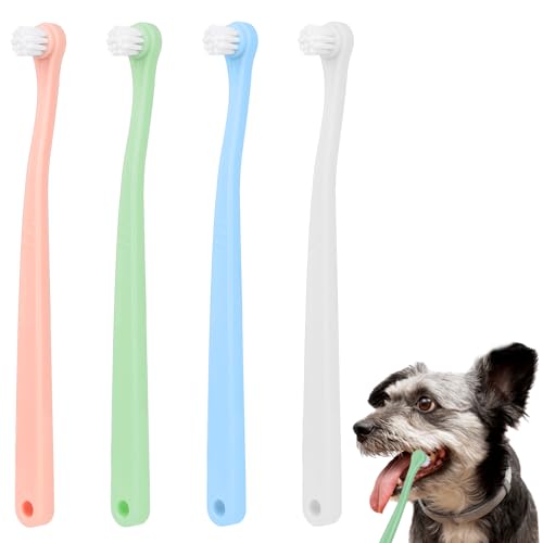 4 Pack Small Dog Toothbrush Pet Toothbrush Cat Tooth Brush Puppy Toothbrush Mini Head Soft Dog Cat Tooth Brush Deep Clean Kit for Puppy,Kitten,Small Dog & Cat,Portable Travel Friendly and Easy to Use