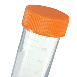 zoomto 50mL Centrifuge Tubes,50PCS Round Tubes Sterile,Leak-Proof Screw Caps(Orange), Plastic Container with Graduated and Write Marks, Non-pyrogenic, DNase/RNase Free, Human DNA-Free (Bag Pack)