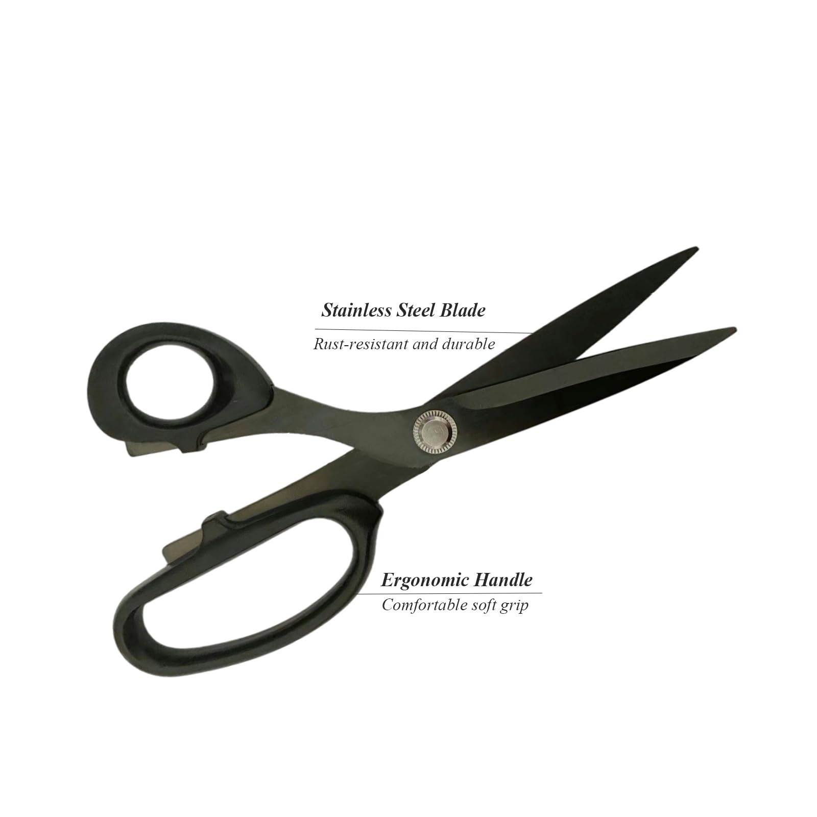 Mxeiwzx Left-Handed Scissors for Adults, 8 Inch Titanium Coating with Stainless Steel Blade, for Dressmaking, Leather Professional Sewing Fabric, Crafting and Home General Use, Black