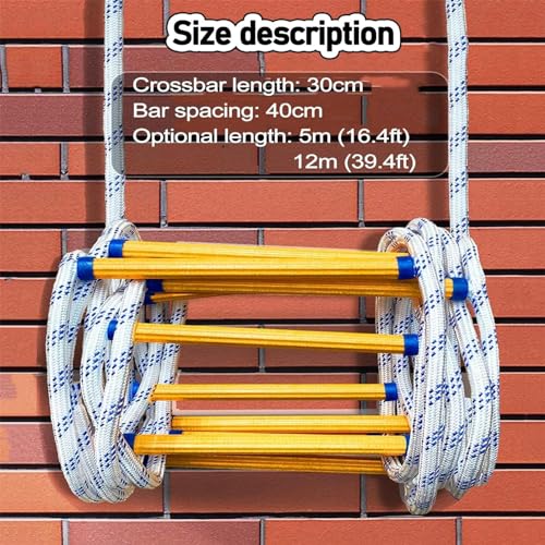 Fire Escape Ladder - Rock Climbing Ladder, Anti-Skid Rescue Rope Emergency Ladder, for Home Window Balcony Railing Treehouse(Size:8m/26.2ft)