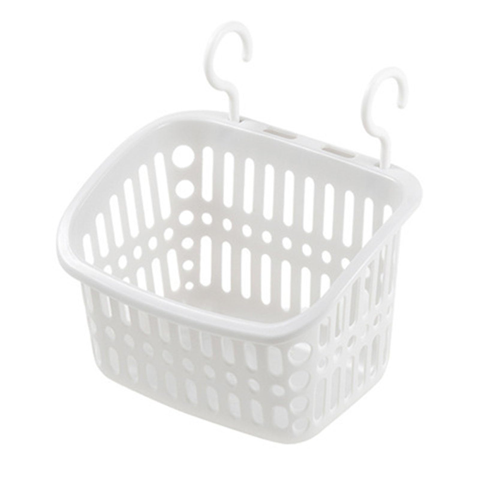 WOHPNLE Plastic Hanging Shower Caddy Basket, Bathroom Organizing Basket with Hook Draining Holes Shower Organizer for Bathroom, Kitchen, Dorm Room(white)