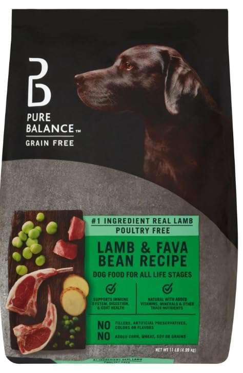 Pure Balance Lamb & Fava Bean Recipe Dry Dog Food, Grain-Free, 11 lbs