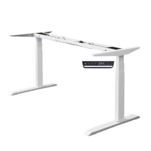 fromann electric dual motor 3 tier legs standing desk frame heavy duty sit stand up height adjustable desk base for home and office (white)