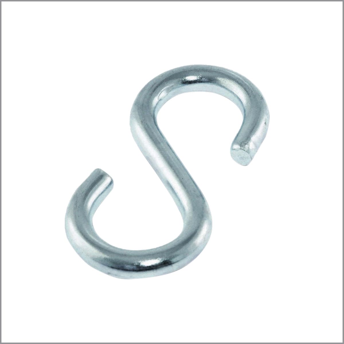 Clip Strip 100 Pack S Hooks, Heavy Duty, 1.625" L x 0.135" Diameter S Shaped Hook for Hanging Signs, Displays, Products on Racks, in Retail, Hang Plants, Curtains, Jewelry, Kitchenware, in Household