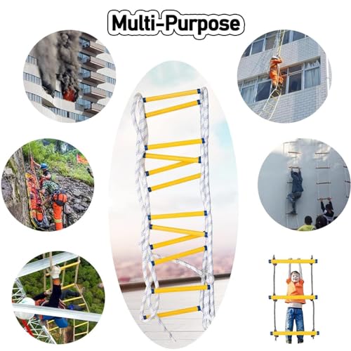 Fire Escape Ladder - Rock Climbing Ladder, Anti-Skid Rescue Rope Emergency Ladder, for Home Window Balcony Railing Treehouse(Size:8m/26.2ft)