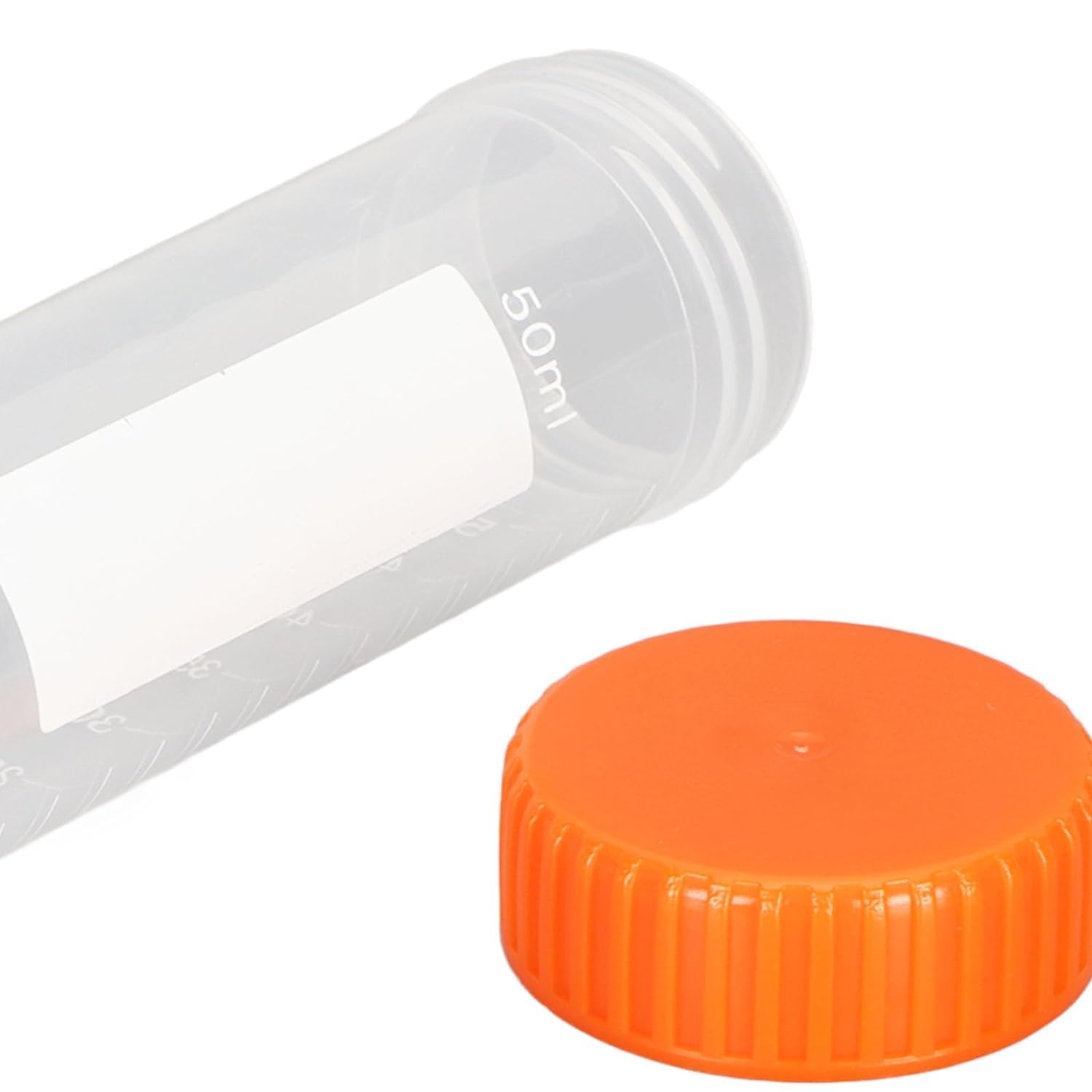 zoomto 50mL Centrifuge Tubes,50PCS Round Tubes Sterile,Leak-Proof Screw Caps(Orange), Plastic Container with Graduated and Write Marks, Non-pyrogenic, DNase/RNase Free, Human DNA-Free (Bag Pack)