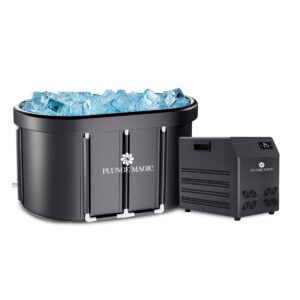 plunge magic ultimate cold plunge tub xl129 gal large oval ice bath tub with cover for athletes portable, equipped with 1/3 hp smart-chiller(cooling only) | 47" l x 25" w x 24" h (touchscreen)