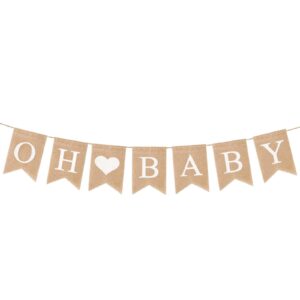 baby burlap banner, rope 78 inch oh baby burlap banner backdrop baby sign for baby shower decorations and gender reveal party