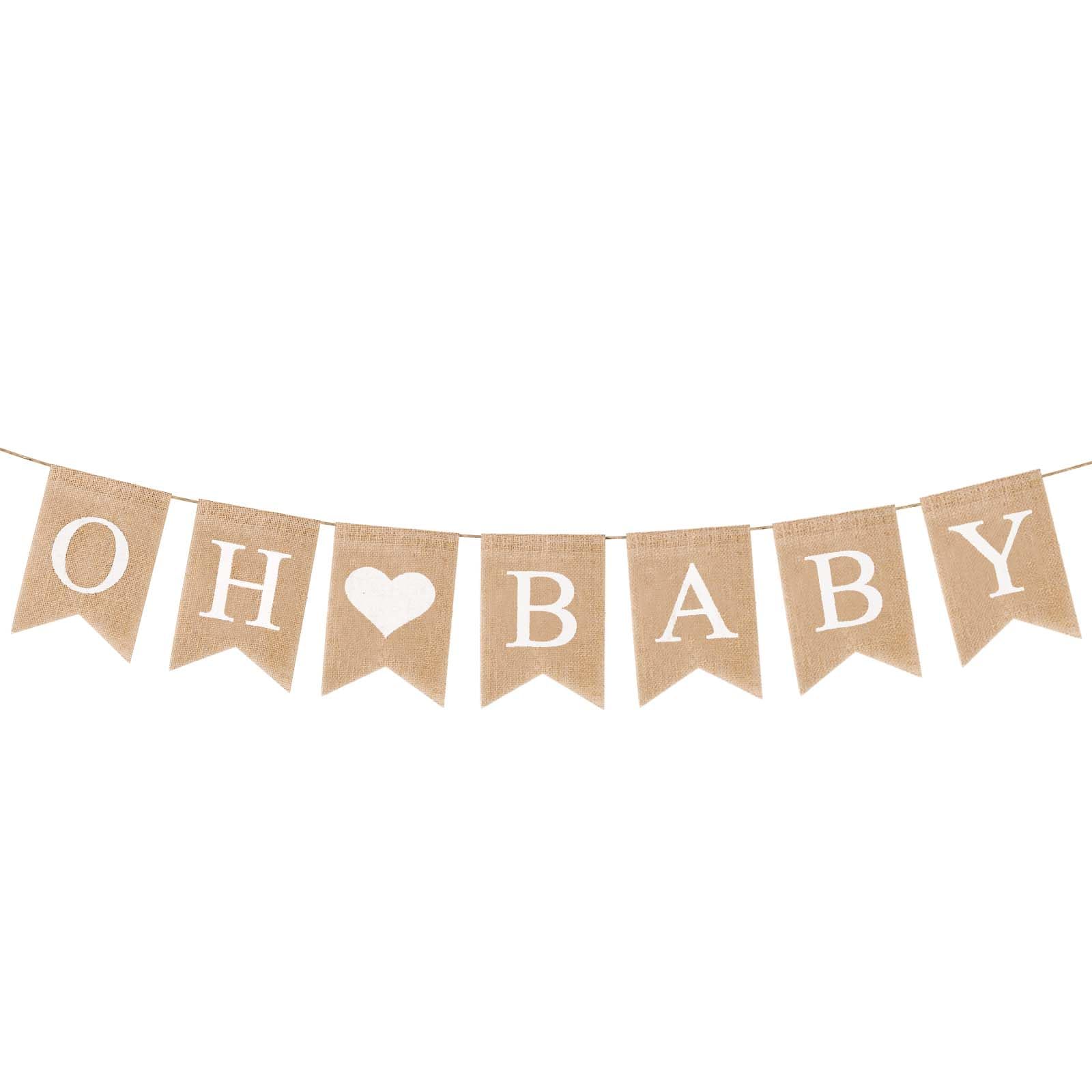 Baby Burlap Banner, Rope 78 Inch Oh Baby Burlap Banner Backdrop Baby Sign for Baby Shower Decorations and Gender Reveal Party