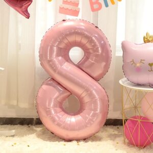 40 inch Number Balloons 8, Number Balloons Big Size for Birthday Graduation Wedding Anniversary Celebration Party Decorations (Pink)